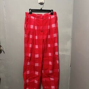 Stylish Red Checkered Women's Pants